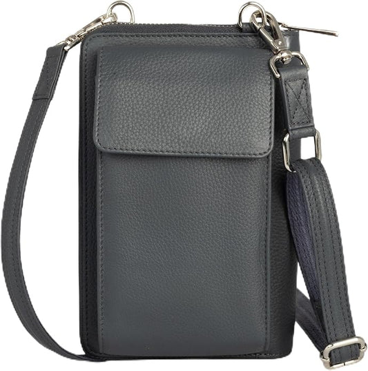 BULL GUARD Crossbody Leather Wallet Phone Purse, Anti Theft and RFID Blocking, Elegant Design for Travel