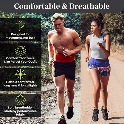 StashBandz Running Belt for Women & Men – No-Bounce Fanny Pack with 4 Secure Pockets & Zipper for Phone, Money & Essentials – Flip Belt Style Design for Running, Travel & Everyday Use