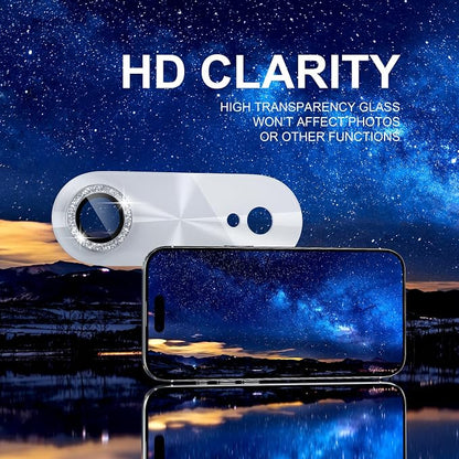 Choiche Compatible for iPhone 17 Air Camera Lens Protector, Bling Camera Cover with 9H Tempered Glass Lens Screen Protector Metal Ring Decoration Accessories 6.5-inch (Light-Silver)