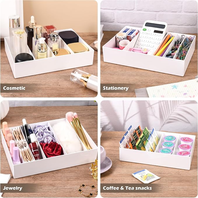 Cable Organizer Box with Wire Ties and Labels, Charger Cable Cord Storage Organizer with Adjustable Compartments, Desk Accessories Storage for Home, Office, Stackable（2Pcs）