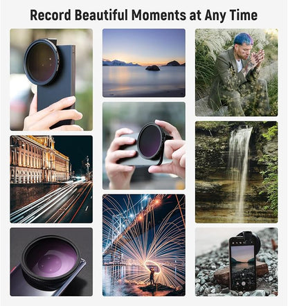 NEEWER 67mm Variable ND Filter with Cold Shoe Phone Lens Clip, HD Clip On Magnetic ND2-32 Filter Compatible with iPhone 17 Pro Max 16 15 14 Android Samsung Galaxy S24 S25 Ultra