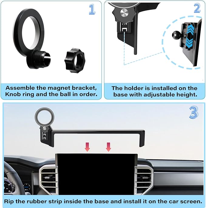 Car Phone Holder for 2022-2026 Toyota Tundra/2023 2024 2025 2026 Sequoia Accessories Apply to 14 Inch Touch Screen Fixed Clip Magnetic Cell Phone Mount Hands-Free 360 Degree Rotation