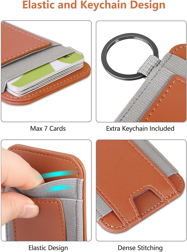 ExtreLife For Magsafe Wallet, Stronger Magnetic Wallet for iPhone 17/16/15/14/13/12 Series, Magnetic Card Holder with 2 Card Slots, Vegan Leather, Max 7 Cards, Slim, Brown