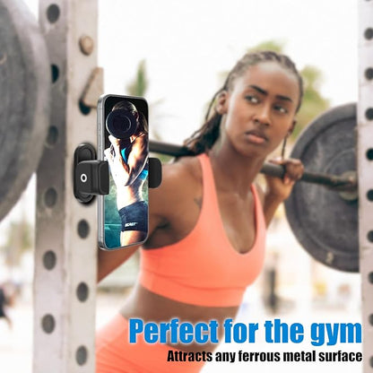 Magnetic Phone Holder for Gym Golf Cart Powerful Magnetic Base Works on Any Metal Surface Ideal for Workout Recording 360° Rotatable Gym Magnet Phone Mount Cradles Compatible with 4-7" Phones