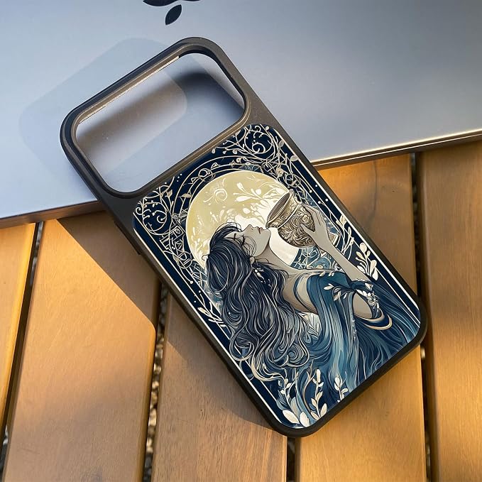 Constellation Series - Aquarius Designs Magnetic for iPhone 17 pro max Case, Tarot Style Model Glass Phone Cover, Compatible with Magsafe - fits iPhone 17 pro max Case for Women