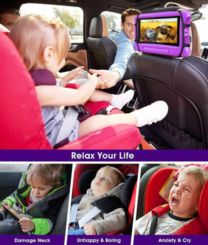 Upgraded Car Headrest Mount Holder, Tablet Holder for Car Back Seat, Tablet Mount for Kids Fits All 7-12.9'' Tablets