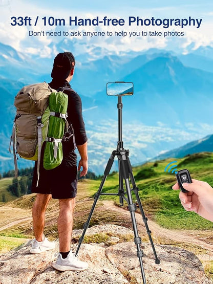 Elitehood iPhone Tripod for Overhead Video Recording [Heavy Duty & Ultra-Stable], 25in Horizontal Long Extendable Boom, 360° Rotation iPhone Tripod Stand with Remote, Vertical 71" Tall Phone Stand