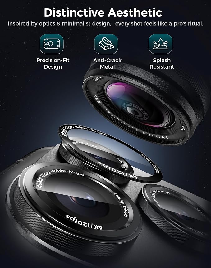 Goton Compatible for iPhone 17 Pro Camera Lens Protector, 1-Pack Aluminum Alloy Metal Cover with HD Tempered Glass, Pro Camera Style, Shatter-Resistant, Scratch-Proof, Case Friendly