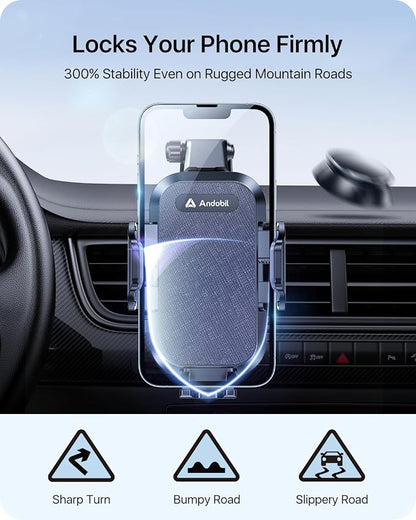 andobil 2026 Upgraded Car Phone Holder Mount for Vent, Military Sturdy Metal Clip Air Vent Phone Holder for Your Car Easy Used Cell Phone Car Mount, Blue