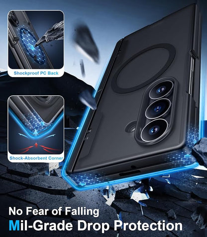 for Samsung Galaxy Z Fold 8 Ultra Case,[Compatible with MagSafe][Built-in HD Screen Protector & Kickstand][Hinge Protection] Translucent Matte Shockproof Phone Case for Z Fold 8 Ultra,Black