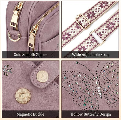 KITEVIUN Crossbody Bags for Women Leather Crossbody Purse Small Shoulder Phone Purse with Adjustable Strap & RFID Card Slots