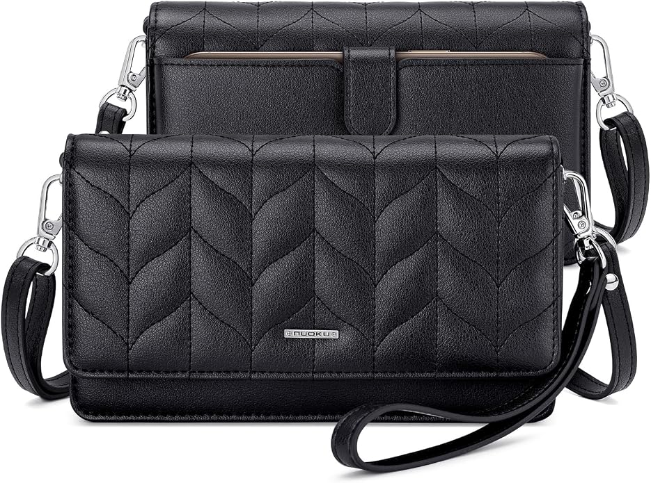 nuoku Women Small Crossbody Bag Cellphone Purse Wallet with RFID Card Slots 2 Straps Wristlet