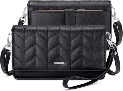 nuoku Women Small Crossbody Bag Cellphone Purse Wallet with RFID Card Slots 2 Straps Wristlet