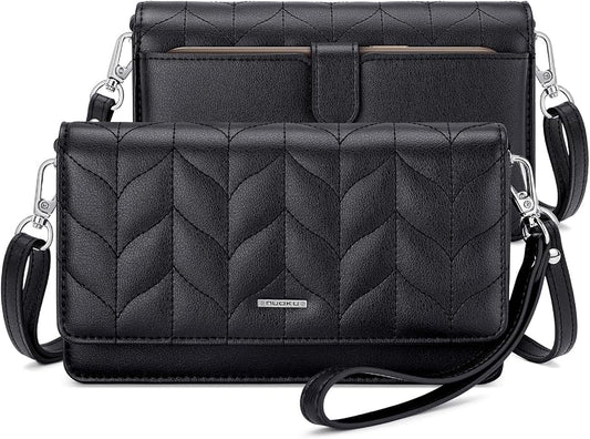 nuoku Women Small Crossbody Bag Cellphone Purse Wallet with RFID Card Slots 2 Straps Wristlet