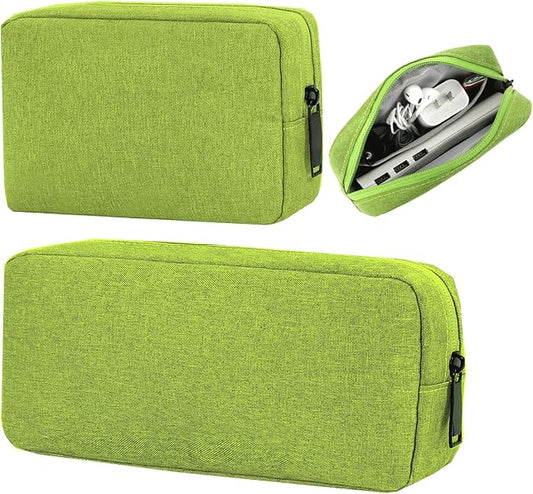 CAAORDKSO Electronics Accessories Organizer Pouch Bag, Electronic Organizer Travel Case Cord Storage Bag for Laptop Mouse Charger, Cable, Power Bank, Hard Drive, Various Accessories (Small+Big, Green)