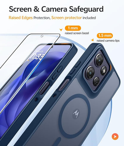 FNTCASE for Motorola Moto G Power 5G 2025 Case: Moto G Power 5G 2026 Magnetic Translucent Matte Slim Phone Cover - Shockproof Non Slip Anti-Fingerprint Hard Rugged Protective Case (6.8 Inch/Blue)