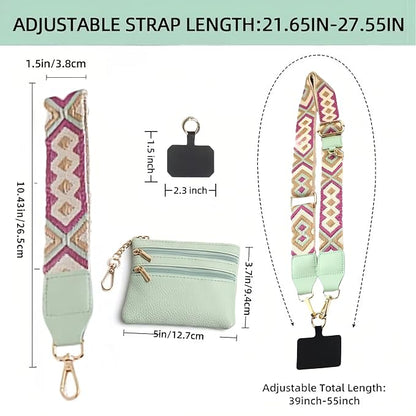 Crossbody Body Phone Holder for Women, New Phone Strap with Zippered Pouch, Adjustable Crossbody Strap