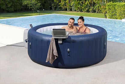 Bestway Lay-Z-Spa 4-in-1 Accessory Table for Hot Tubs, Side Tray for Tablet, Phone, Drinks and Snacks, Adjustable Universal Fit with Cup Holders, Grey