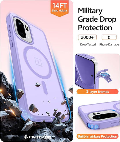 FNTCASE for Oneplus 15R Case: Magnetic Matte Translucent Frosted Slim Shockproof Cell Phone Cover | Durable Screen Protector | Military Grade Protection Drop Proof Protective Cases, 6.83 inches