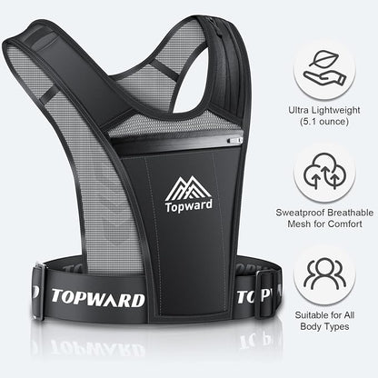 Topward Running Phone Holder Vest for Men Women Jogging Walking Exercise & Gym Workout. Waterproof Chest Pack for All Smartphones