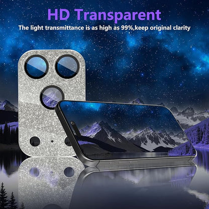 Camera Lens Protector for iPhone 17 Pro, Bling Glitter Camera Cover with 9H Tempered Glass Metal Ring, Anti-Scratch Lens Protector for iPhone 17 Pro (Glitter - Gray)