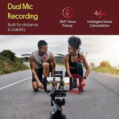Pyle Wireless Lavalier Microphone System | Noise-Canceling Clip-On Mic with Magnetic Mount, 8H Battery, Charging Case, Windscreens | USB-C Plug & Play for Vlogging, Interviews, Streaming & Podcasts