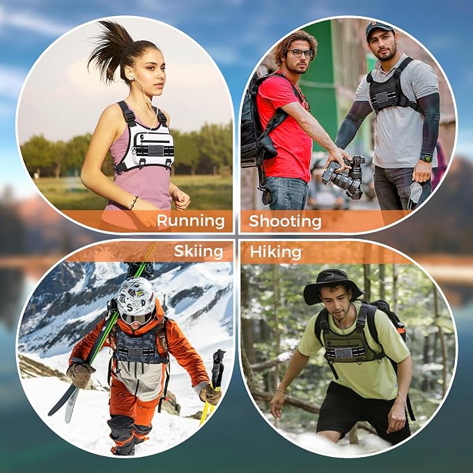 Muserise Sports Chest Bag For Men Women, Water Resistant Lightweight Front Chest Pack, Running Vest Bag With Built-In Phone Holder & Extra Storage For Workouts, Running, Cycling (White)