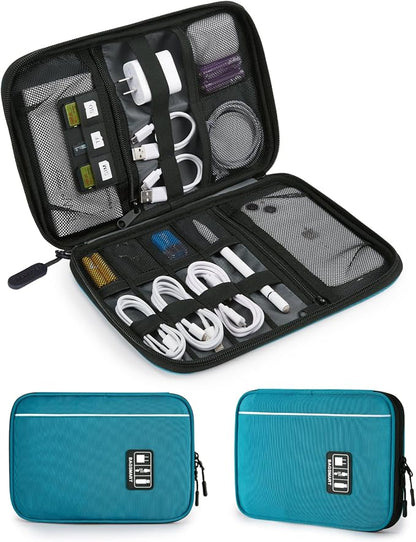 BAGSMART Large Electronics Organizer Travel Case for Tech Accessories, Blue | Travel Cable Organizer, For Travel Essentials, Cord Organizer, For Phone Power Bank SD Card