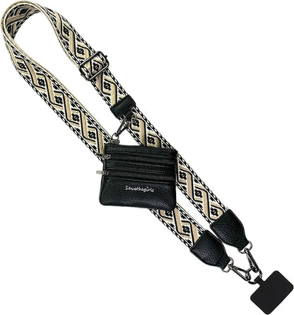 Save the Girls Original Clip and Go Phone Strap Pattern - Crossbody Phone Strap Chain with Zipper Wallet Pouch