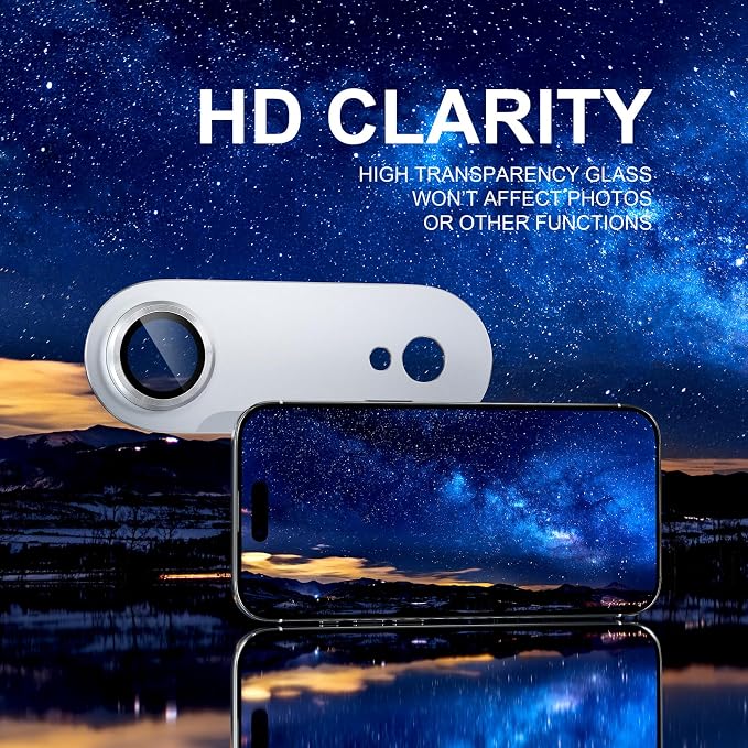 Choiche Compatible for iPhone 17 Air Camera Lens Protector, Strong Adsorption Camera Cover with 9H Tempered Glass Lens Screen Protector Metal Ring Decoration Accessories 6.5-inch (Silver)