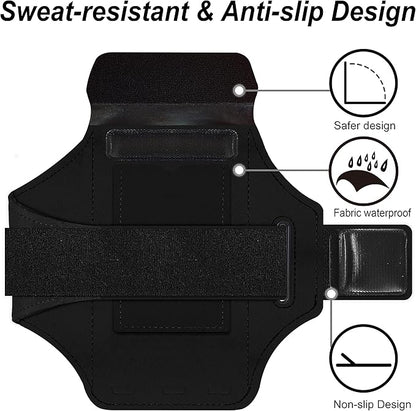 Armband for Samsung Galaxy S26 Ultra/S25 Ultra/S24 Ultra/S23 Ultra/S22 Ultra/S21 Ultra/S20 Ultra/S26+/S25+/S24+/S23+/S22+/S21+/S20+/S10+/S9+/S8+, with Zipper Pocket for for Galaxy Buds (Black)