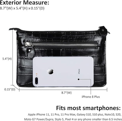 befen Genuine Leather Wristlet Clutch Wallet Purses Small Crossbody Bags for Women with RFID Blocking Card Slots