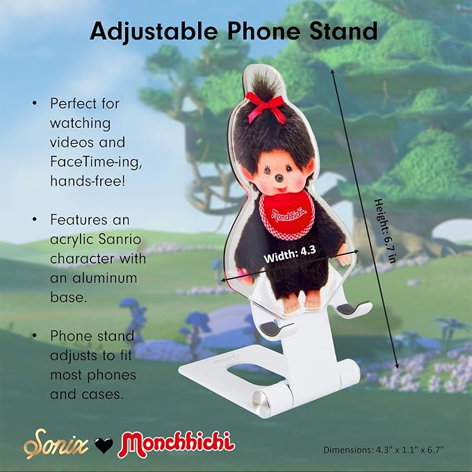 Sonix x Monchhichi Character Phone Stand | Adjustable Cell Phone Holder, Desk Stand, Dock | Monchhichi Girl
