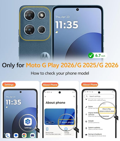 FNTCASE for Moto G 2026/2025 Case: Motorola Moto G Play 5G 2026 Case [Compatible with Magsafe] Translucent Matte Cases with [Screen Protector] Military Grade Shockproof Protective Phone Cover -Black
