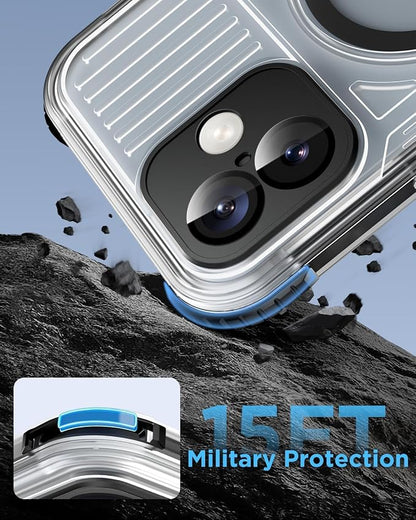 for iPhone 16 Plus Waterproof Case with Magsafe, Built-in [Camera & Screen Protector] [Lanyard], IP68 Water Proof Full Body Dustproof Heavy Duty Frosted Protective Phone Cover, 6.7" Black