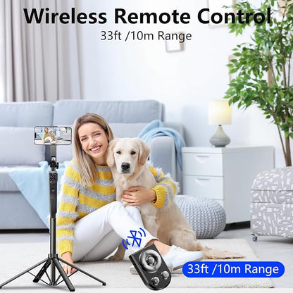 Auto Face Tracking Tripod for iPhone with Light, No APP Needed 70.9" Phone Camera Tripod Stand 360 Rotation Selfie Stick Follows Your Movement with Remote for Content Creator Vlog Live Stream