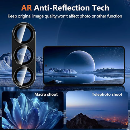 for Samsung Galaxy S26 Camera Lens Protector, Electroplated Matte Back with 9H Tempered Glass Lens Protector, [Strong Adsorption] [Case-Friendly] Metal Ring HD Clear Lens Cover, Black