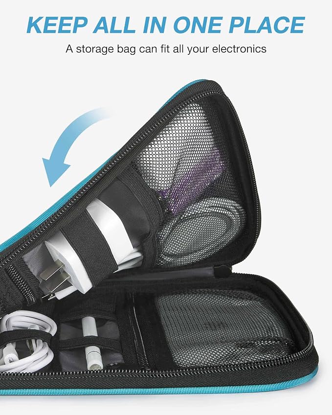BAGSMART Large Electronics Organizer Travel Case for Tech Accessories, Blue | Travel Cable Organizer, For Travel Essentials, Cord Organizer, For Phone Power Bank SD Card