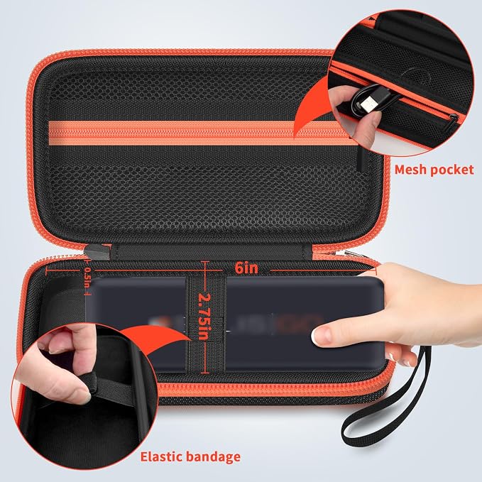 Boobowl Hard Mobile Hotspot Case for SIMO Solis Go 4G WiFi Power Bank | Elastic Strap, Mesh Pocket for Charger and USB Cable, Hand Strap for Business Trips, Camping and Daily Carry, Box Only - Blac
