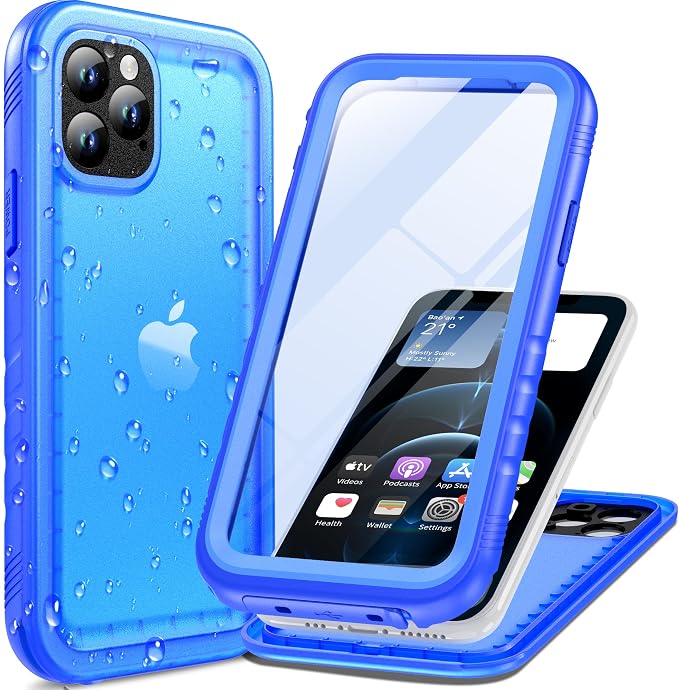 Cozycase Compatible with iPhone 12 Pro Max Waterproof Case - Full Body Rugged Dustproof Shockproof Cover Bumper Case with Built-in Screen Protector for iPhone 12 Pro Max 6.7 inch 2020 (Blue)