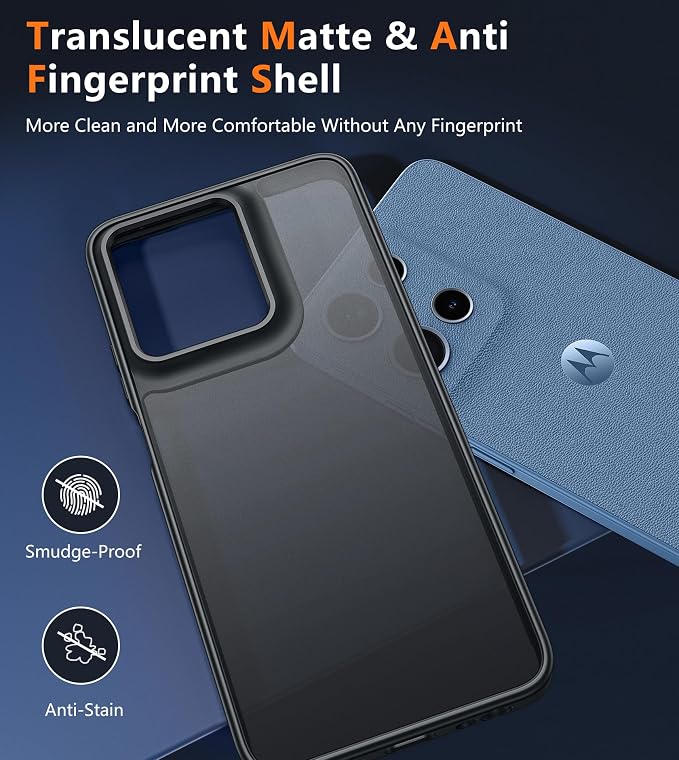 FNTCASE for Motorola Moto G-5G-2025 Case: Frosted Translucent Matte Slim Protective Phone Case - Shockproof Non Slip Anti-Fingerprint Hard Rugged Cell Cover (6.7 Inch/Black)