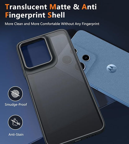 FNTCASE for Motorola Moto G-5G-2025 Case: Frosted Translucent Matte Slim Protective Phone Case - Shockproof Non Slip Anti-Fingerprint Hard Rugged Cell Cover (6.7 Inch/Black)