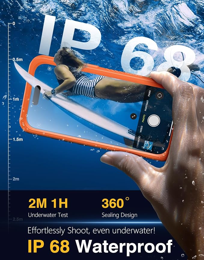 Lanhiem Magnetic for iPhone 17 Pro Case Waterproof, Built in Screen Protector & Camera Protection, [Compatible with MagSafe] Full Body Dustproof Heavy Duty Rugged Phone Case 6.3'' (Orange)