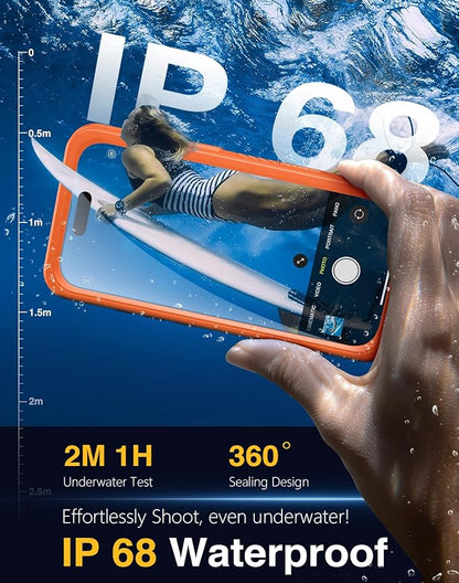 Lanhiem Magnetic for iPhone 17 Pro Max Case Waterproof, Built in Screen Protector & Camera Protection, [Compatible with MagSafe] Full Body Dustproof Heavy Duty Rugged Phone Case 6.9'' (Orange)