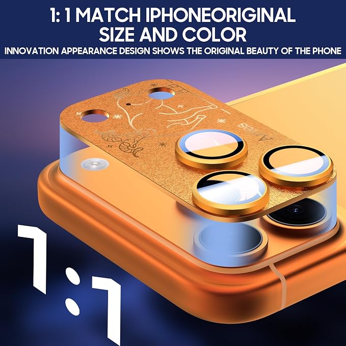 2 Pack Camera Lens Protector for iPhone 17 Pro,Cancer Pattern, AR 360-Degree Protection,Drop Protection,Anti Scratch Full-Coverage,Camera Transmfttance HD,Easy Installation,Orange