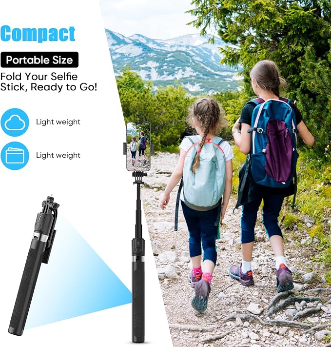 71’’ Tall Selfie Stick Tripod with Remote, 180cm Extendable Phone Tripod Stand with 360° Rotation, Portable Travel Tripod for iPhone 16 15 14 13 12 Pro Max Android GoPro