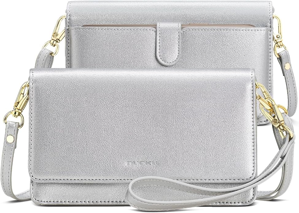 nuoku Women Small Crossbody Bag Cellphone Purse Wallet with RFID Card Slots 2 Straps Wristlet