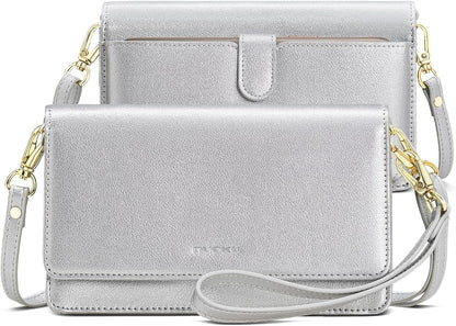 nuoku Women Small Crossbody Bag Cellphone Purse Wallet with RFID Card Slots 2 Straps Wristlet