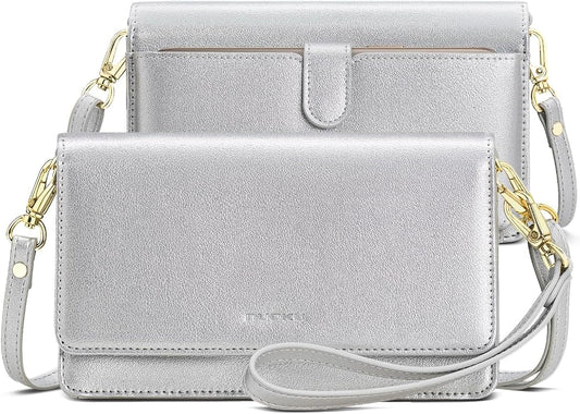 nuoku Women Small Crossbody Bag Cellphone Purse Wallet with RFID Card Slots 2 Straps Wristlet