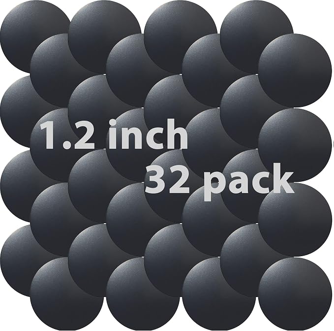 Cell Phone Metal Stickers 1.2 inch for Magnetic Car Mount. Replacement Set of 32 Mini Magnet Metal Plates. Silver Car Sticky Small Round Iron Discs with 3M Adhesive Backing for Case, DIY, Crafts.